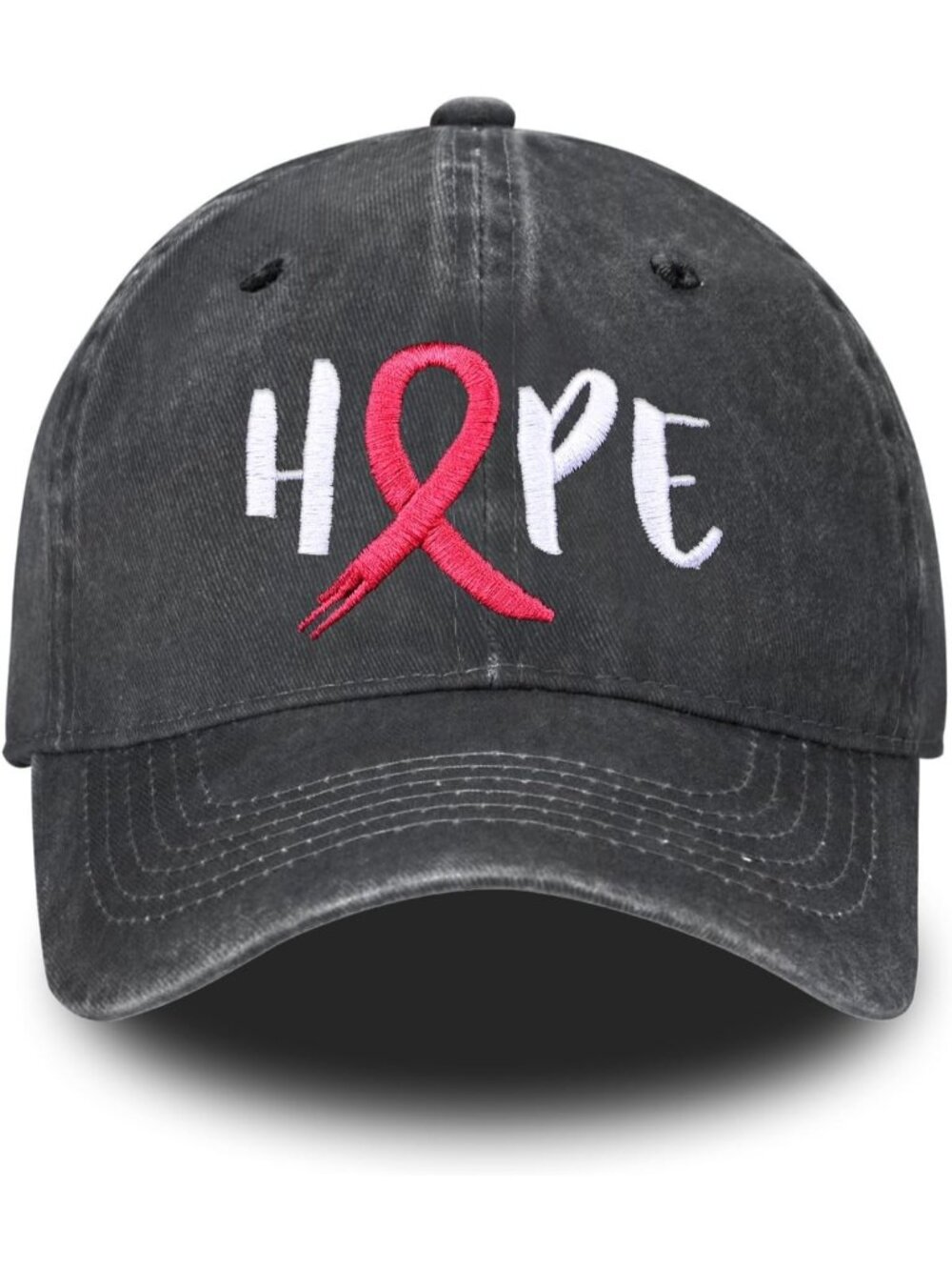 Unisax Black Hope Embroidered Vintage Adjustable Washed Distressed Baseball Hat